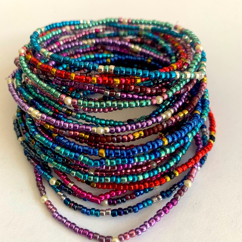 Metallic beaded bracelets